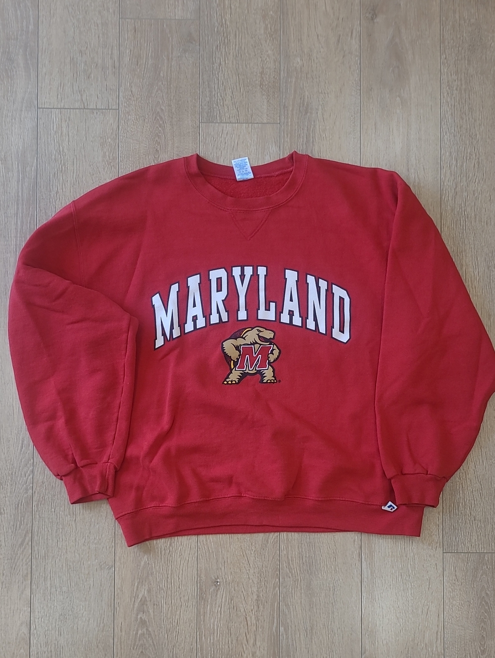 90's Russell Athletic Red Maryland Crewneck Sweatshirt with Terrapin Logo